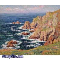 TSD3614 - Tranh sơn dầu sóng vỗ bờ đá